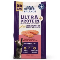 Natural Balance Ultra Protein Plus Skin & Coat and Digestive Health Dry Cat Food Real Salmon & Chicken Meal 5-lb