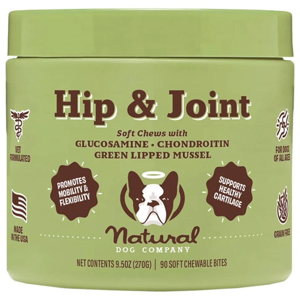 Natural Dog Company Hip & Joint Glucosamine Chew Supplement for Dogs 90 Count