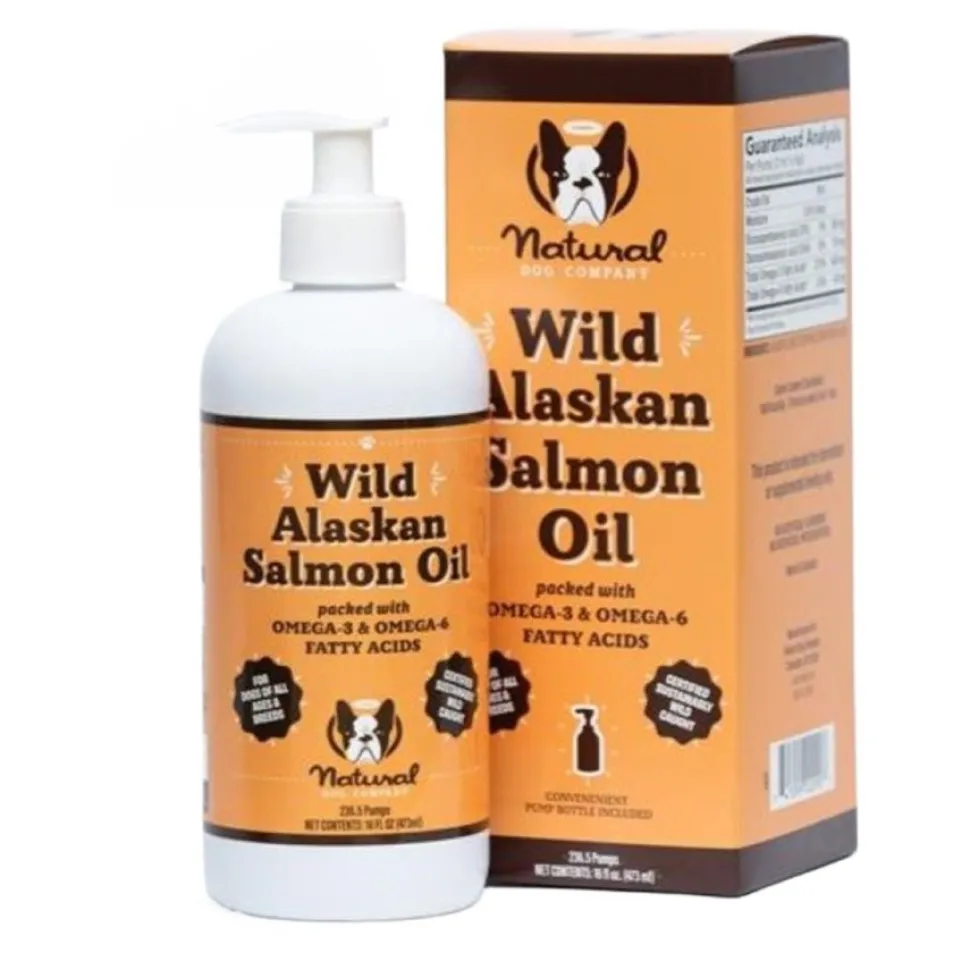 Natural Dog Company Wild Alaskan Salmon Oil Omega-3 Liquid Dog Supplement 16-oz