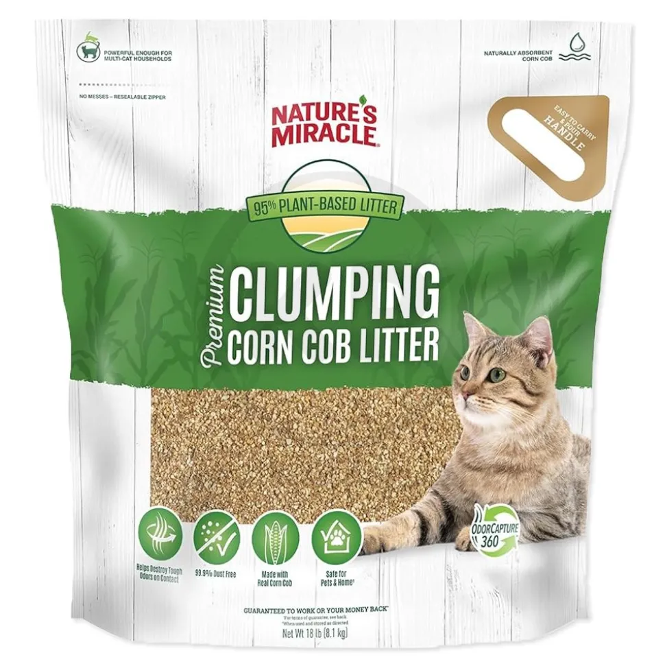 Nature's Miracle Tough Odor Bio-Enzymatic Formula Premium Clumping Corn COB Litter 18-lb