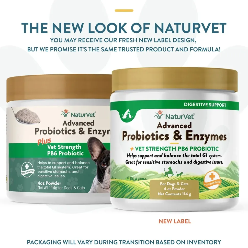 NaturVet Advanced Probiotic & Enzymes Powder for Dogs & Cats 4-oz
