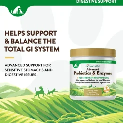 NaturVet Advanced Probiotic & Enzymes Powder for Dogs & Cats 4-oz