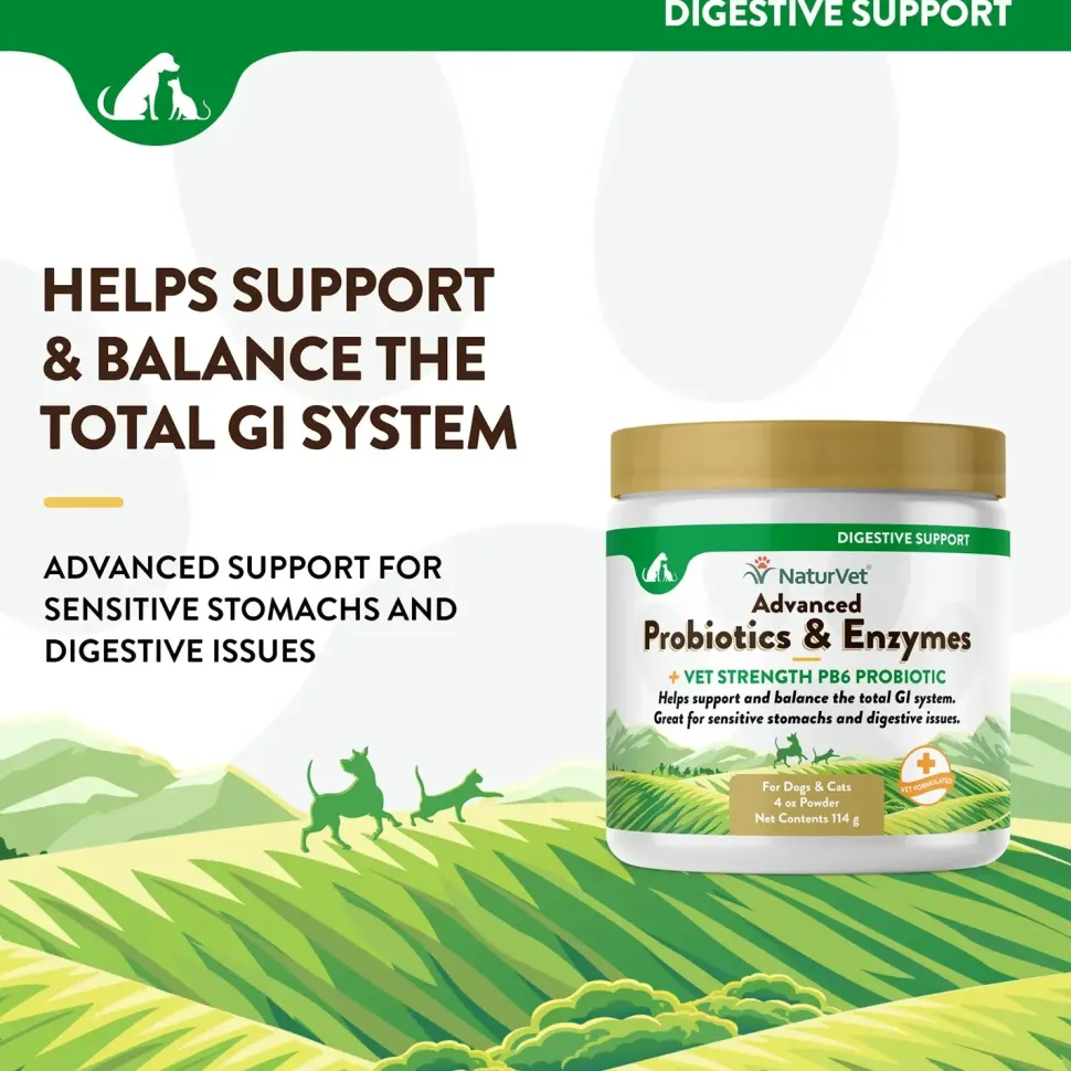 NaturVet Advanced Probiotic & Enzymes Powder for Dogs & Cats 4-oz