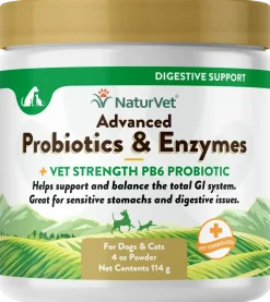 NaturVet Advanced Probiotic & Enzymes Powder for Dogs & Cats 4-oz