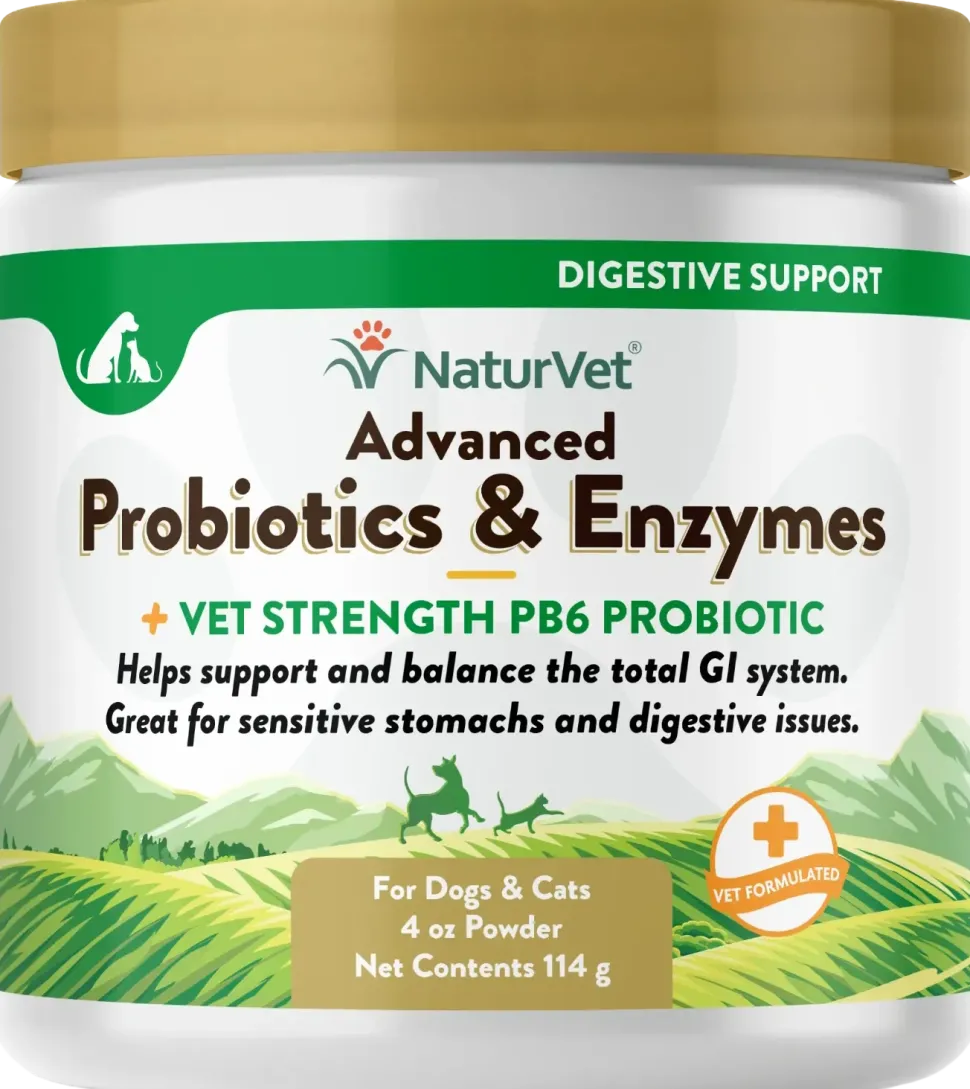 NaturVet Advanced Probiotic & Enzymes Powder for Dogs & Cats 4-oz
