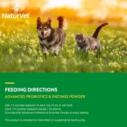 NaturVet Advanced Probiotic & Enzymes Powder for Dogs & Cats 8-oz