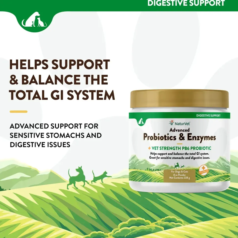 NaturVet Advanced Probiotic & Enzymes Powder for Dogs & Cats 8-oz