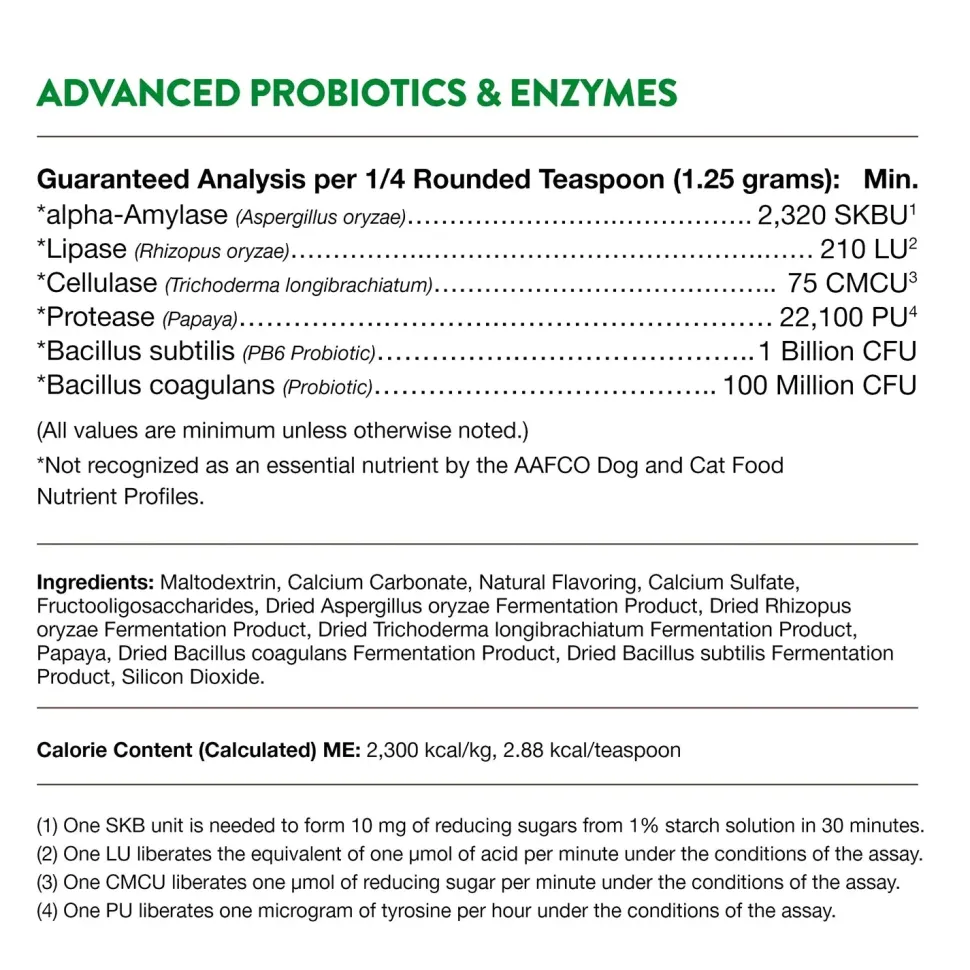 NaturVet Advanced Probiotic & Enzymes Powder for Dogs & Cats 8-oz