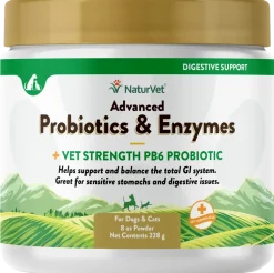 NaturVet Advanced Probiotic & Enzymes Powder for Dogs & Cats 8-oz