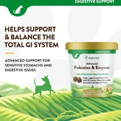 NaturVet Advanced Probiotics & Enzymes Dog Soft Chews 70 Count 5.9-oz