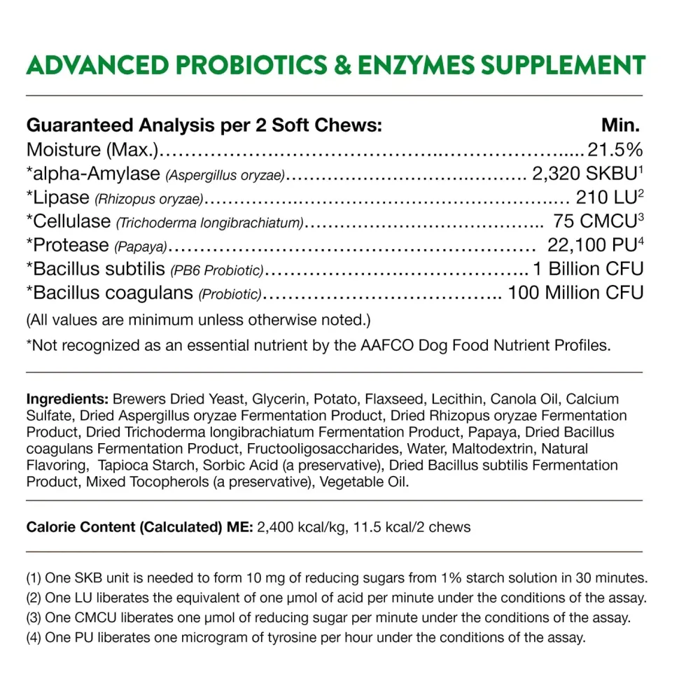 NaturVet Advanced Probiotics & Enzymes Dog Soft Chews 70 Count 5.9-oz