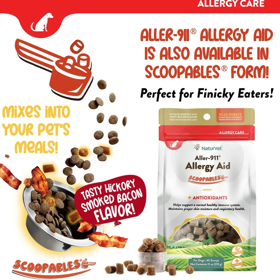 NaturVet Aller-911 Allergy Aid Plus Antioxidants Soft Chews for Dogs 70 Count 5.4-oz