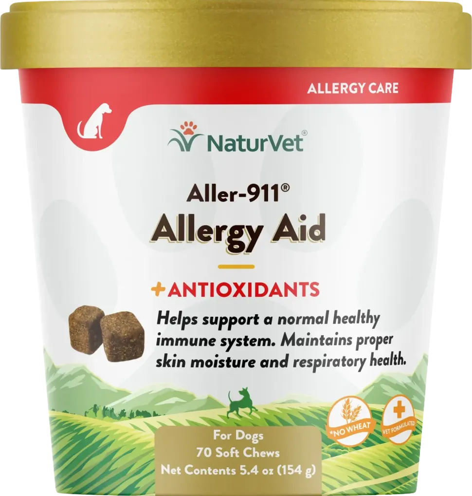 NaturVet Aller-911 Allergy Aid Plus Antioxidants Soft Chews for Dogs 70 Count 5.4-oz