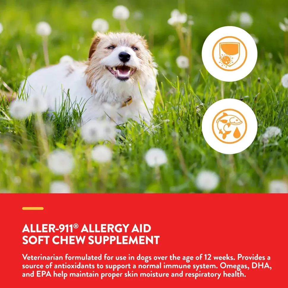 NaturVet Aller-911 Allergy Aid Plus Antioxidants Soft Chews for Dogs 70 Count 5.4-oz