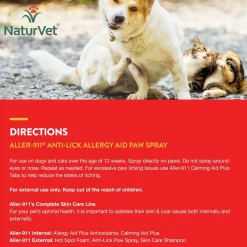 NaturVet Aller-911 Anti-Lick Allergy Aid Paw Spray for Dogs & Cats 8-oz