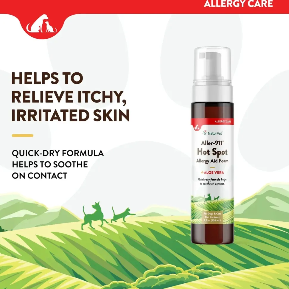 NaturVet Aller-911 Hot Spot Allergy Aid Foam for Dogs & Cats 8-oz