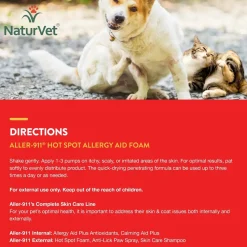 NaturVet Aller-911 Hot Spot Allergy Aid Foam for Dogs & Cats 8-oz