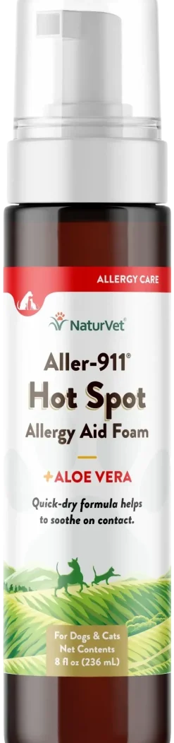 NaturVet Aller-911 Hot Spot Allergy Aid Foam for Dogs & Cats 8-oz