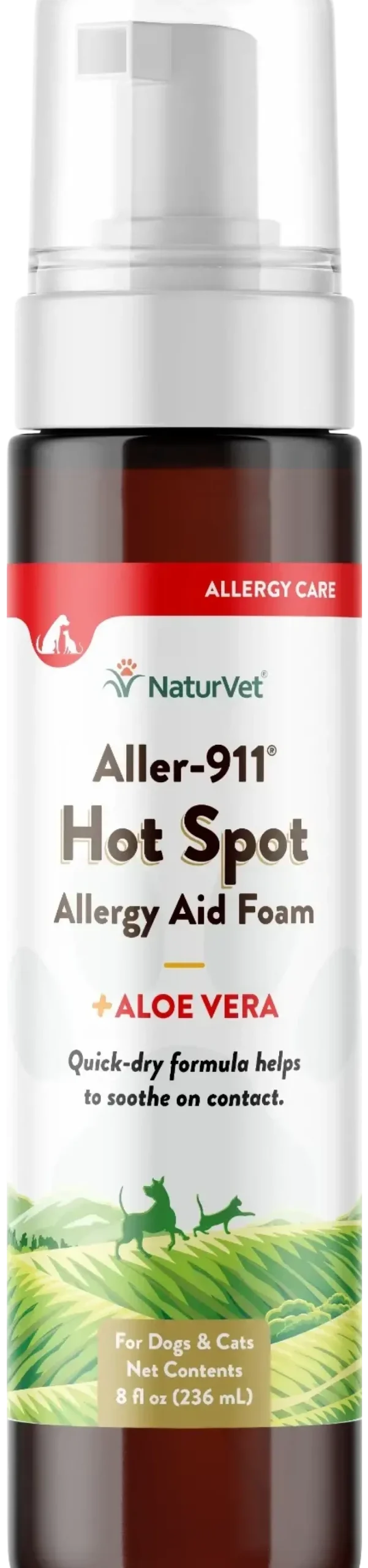 NaturVet Aller-911 Hot Spot Allergy Aid Foam for Dogs & Cats 8-oz
