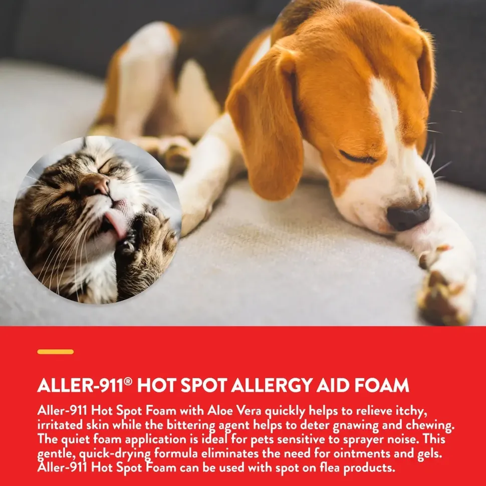 NaturVet Aller-911 Hot Spot Allergy Aid Foam for Dogs & Cats 8-oz