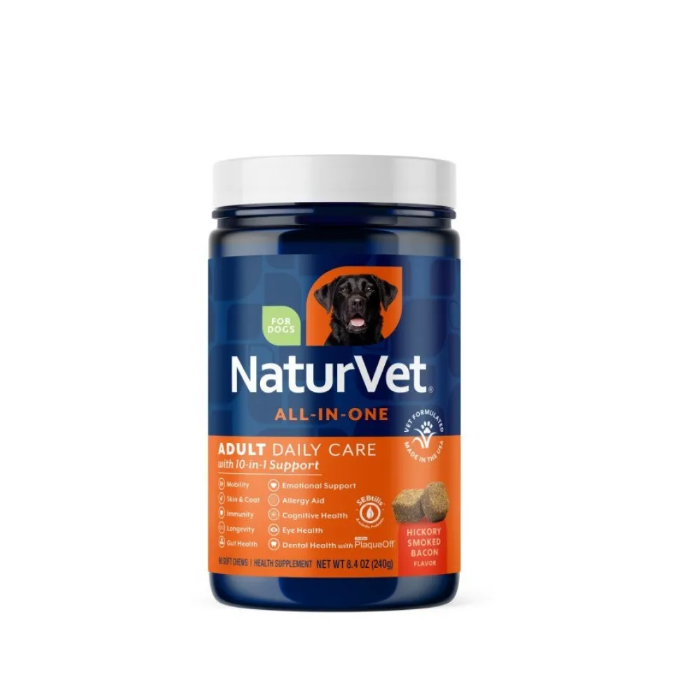 NaturVet All-in-One Daily Care 10-in-1 Support Soft Chews for Adult Dogs 60 Count 8.4-oz