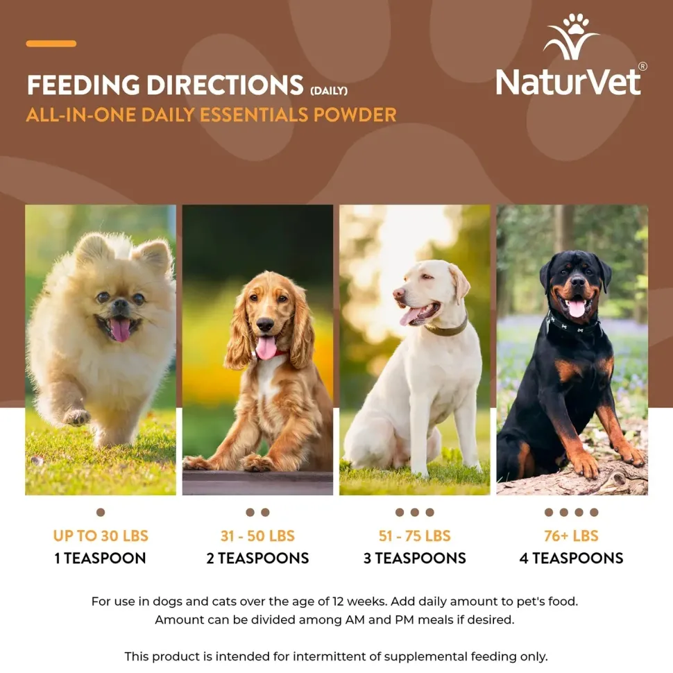 NaturVet All-in-One Daily Essentials Powder for Dogs & Cats 13-oz