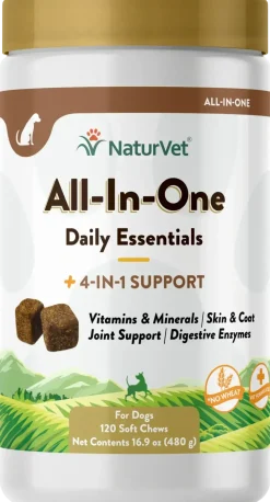 NaturVet All-in-One Soft Chews for Dogs 120 Count 16.9-oz