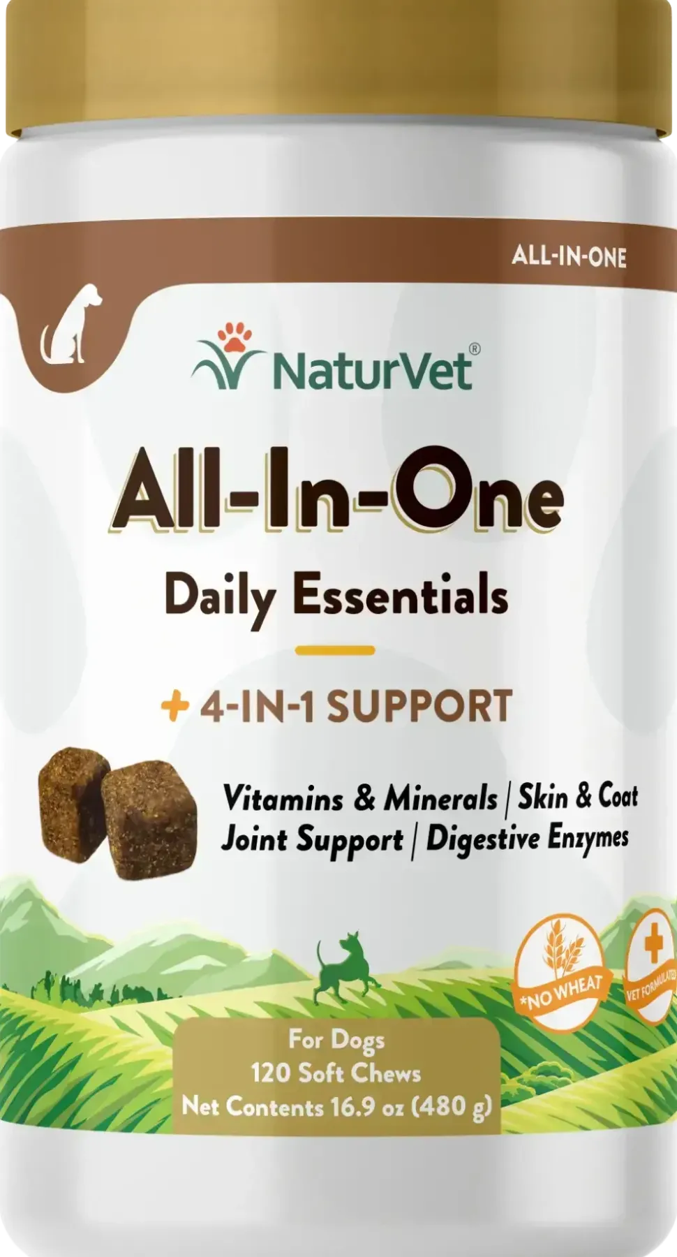 NaturVet All-in-One Soft Chews for Dogs 120 Count 16.9-oz