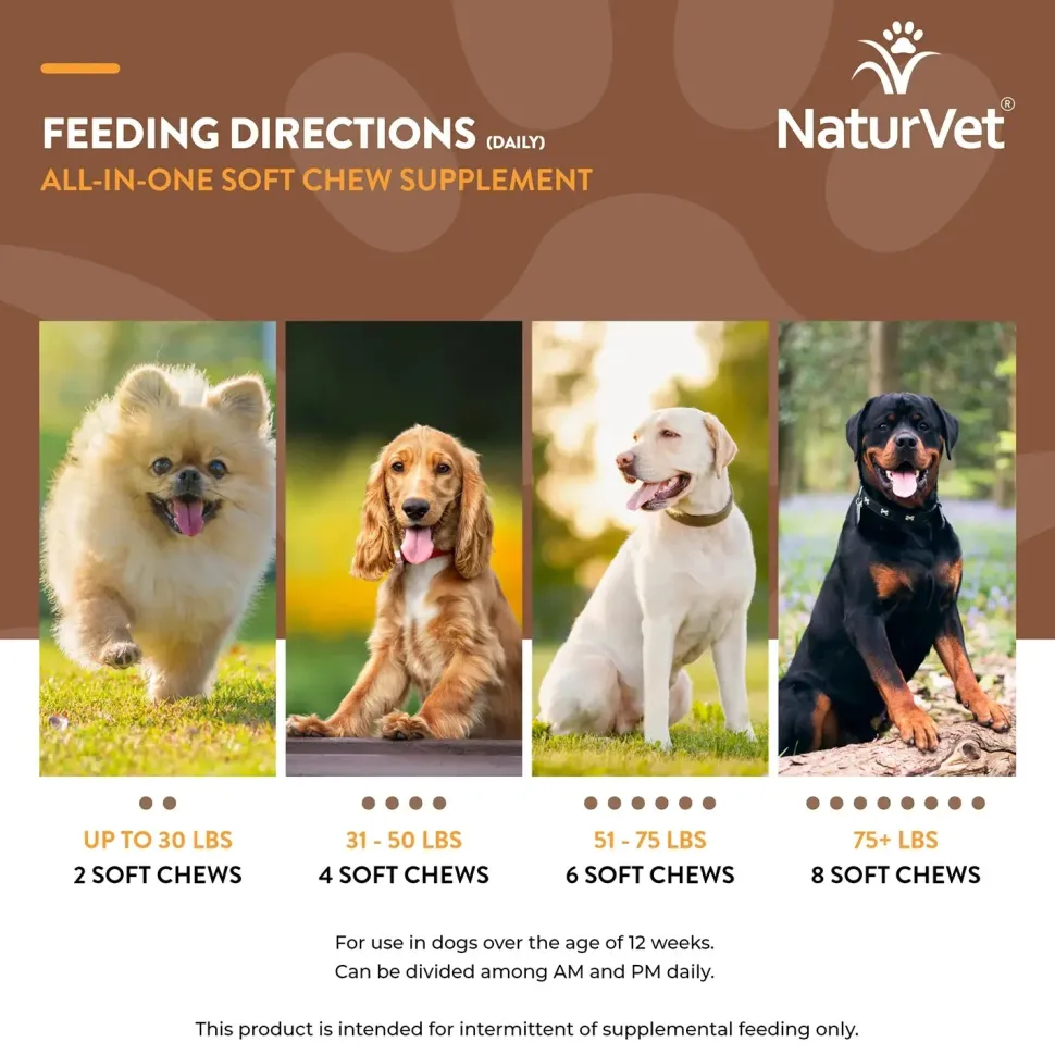 NaturVet All-in-One Soft Chews for Dogs 60 Count 8.4-oz