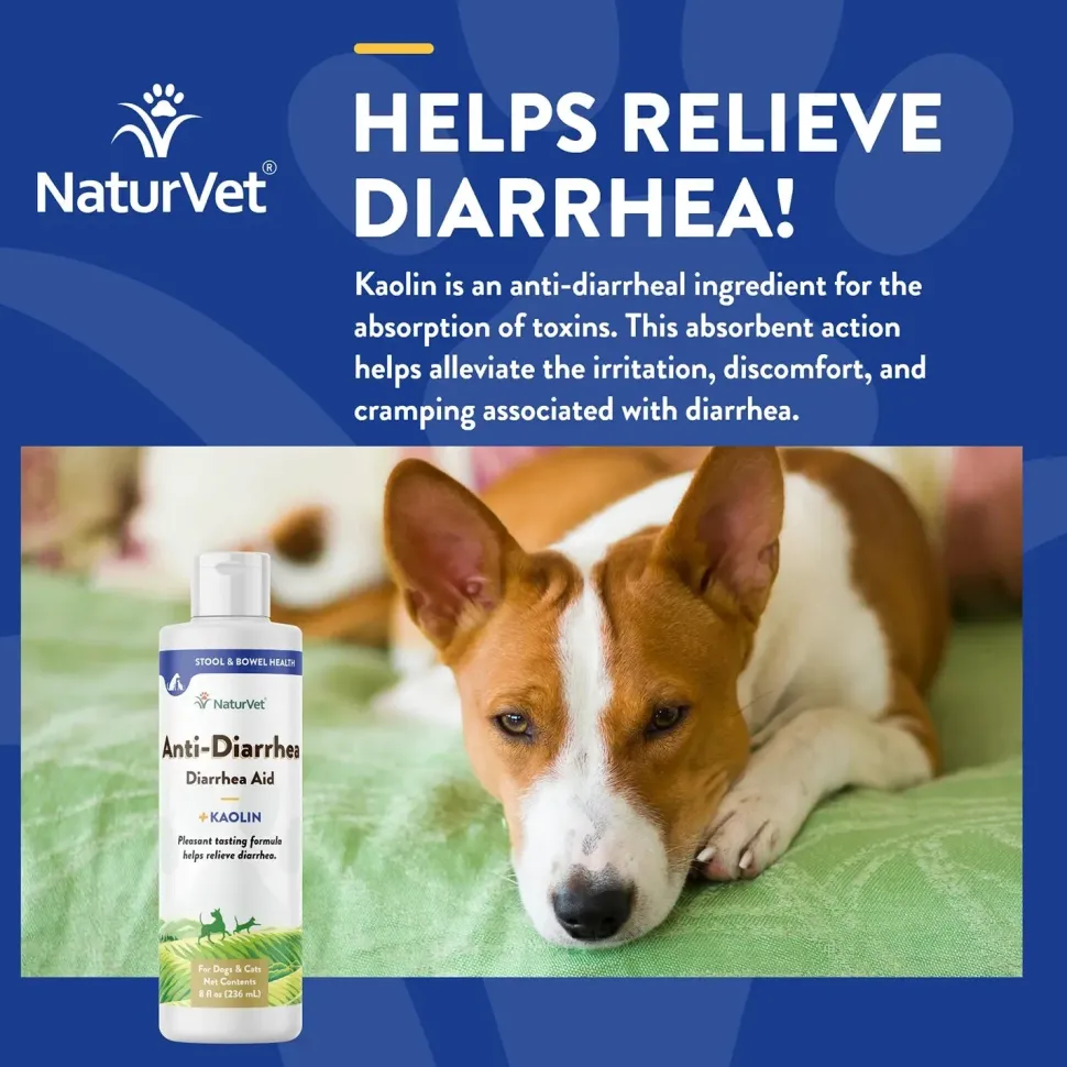 NaturVet Anti-Diarrhea Plus Kaolin Liquid for Dogs & Cats 8-oz