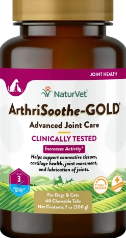 NaturVet ArthriSoothe-GOLD Level 3 Time Release Chewable Tablets for Dogs & Cats 40 Count 7-oz