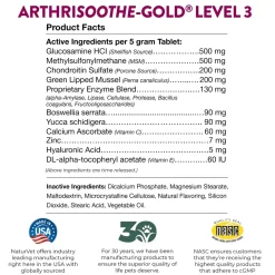 NaturVet ArthriSoothe-GOLD Level 3 Time Release Chewable Tablets for Dogs & Cats 40 Count 7-oz