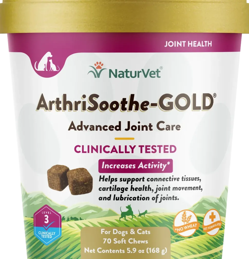 NaturVet ArthriSoothe-GOLD Level 3 Soft Chews for Dogs & Cats 70 Count 5.9-oz