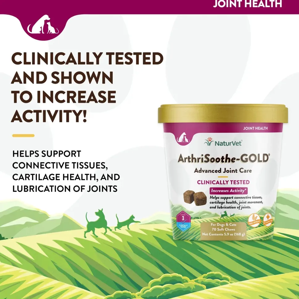 NaturVet ArthriSoothe-GOLD Level 3 Soft Chews for Dogs & Cats 70 Count 5.9-oz