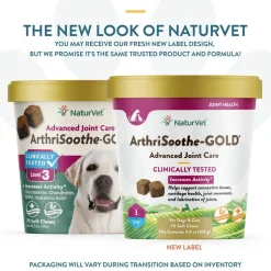 NaturVet ArthriSoothe-GOLD Level 3 Soft Chews for Dogs & Cats 70 Count 5.9-oz