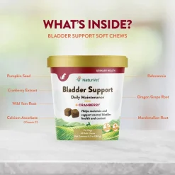 NaturVet Bladder Support Plus Cranberry Soft Chews for Dogs 60 Count 6.3-oz