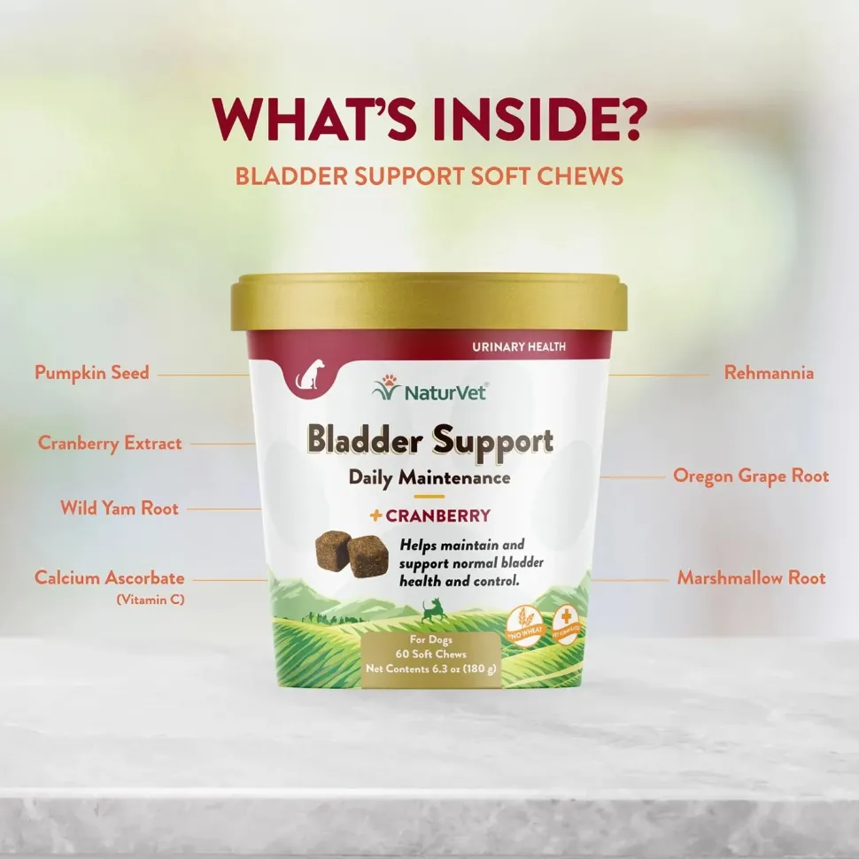 NaturVet Bladder Support Plus Cranberry Soft Chews for Dogs 60 Count 6.3-oz
