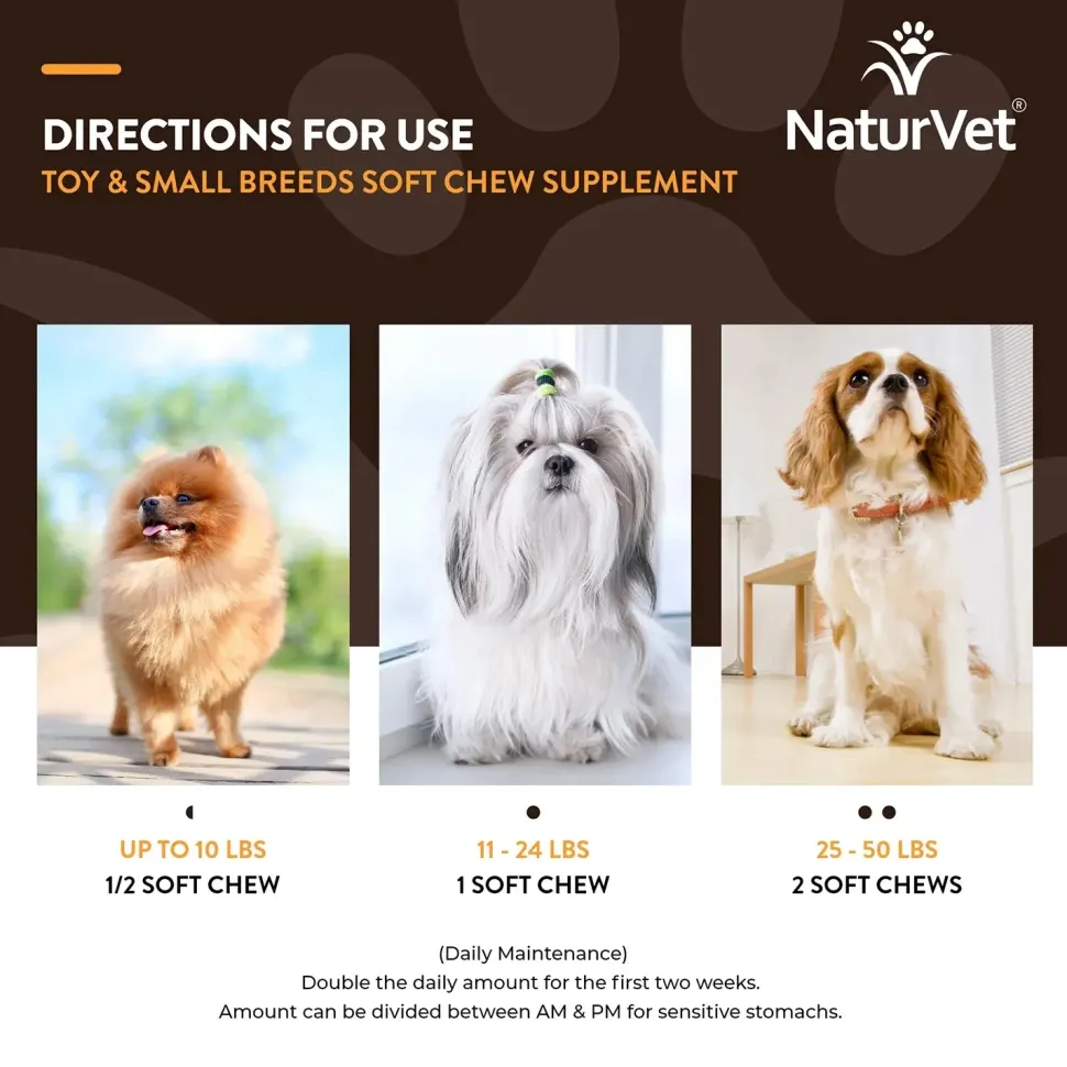 NaturVet Breed Specific Toy & Small Breeds Soft Chew Supplement for Dogs 60 Count 4.6-oz