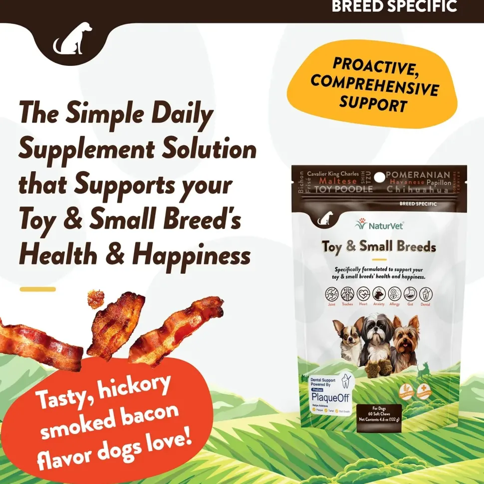 NaturVet Breed Specific Toy & Small Breeds Soft Chew Supplement for Dogs 60 Count 4.6-oz