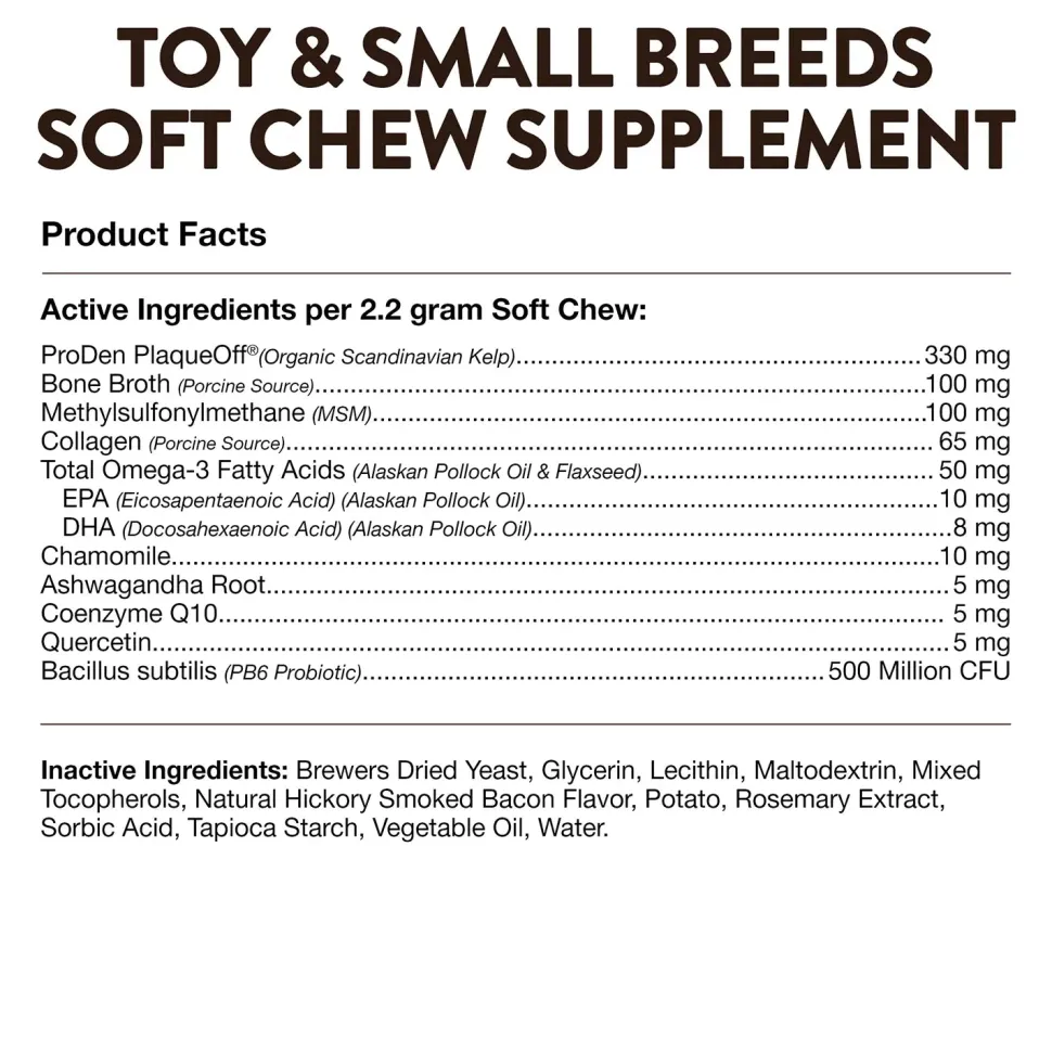 NaturVet Breed Specific Toy & Small Breeds Soft Chew Supplement for Dogs 60 Count 4.6-oz