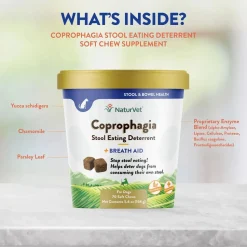 NaturVet Coprophagia Stool Eating Deterrent Soft Chews for Dogs 70 Count 5.4-oz