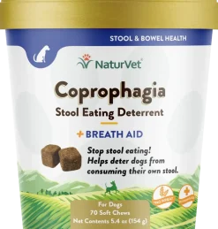 NaturVet Coprophagia Stool Eating Deterrent Soft Chews for Dogs 70 Count 5.4-oz