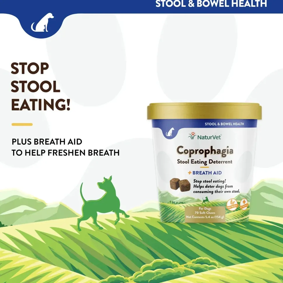 NaturVet Coprophagia Stool Eating Deterrent Soft Chews for Dogs 70 Count 5.4-oz