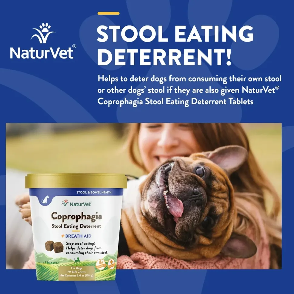 NaturVet Coprophagia Stool Eating Deterrent Soft Chews for Dogs 70 Count 5.4-oz