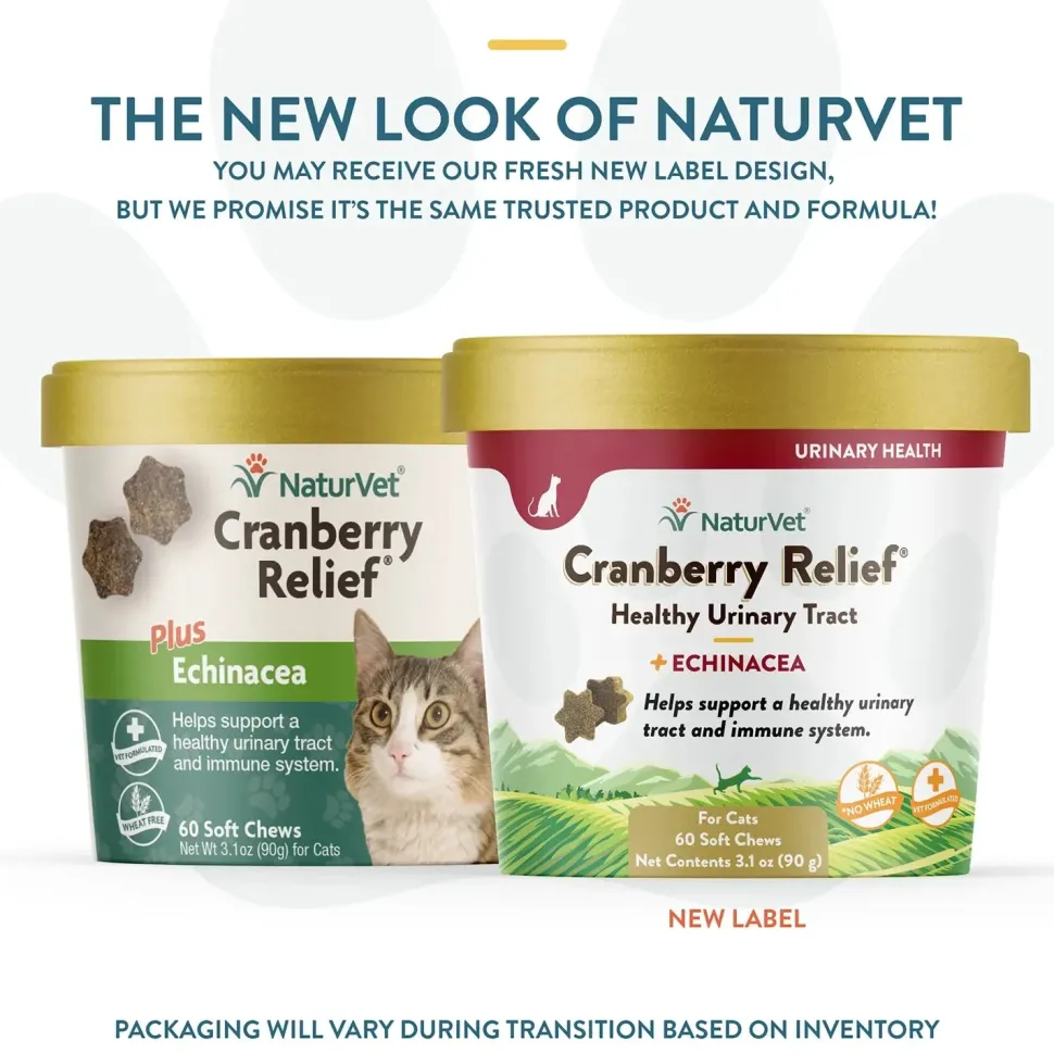 NaturVet Cranberry Relief Plus Echinacea Soft Chews for Cats 60 Count 3.1-oz