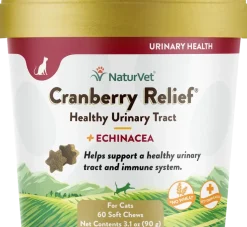 NaturVet Cranberry Relief Plus Echinacea Soft Chews for Cats 60 Count 3.1-oz