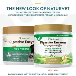 NaturVet Digestive Enzymes Plus Pre and Probiotic Powder for Dogs & Cats 4-oz
