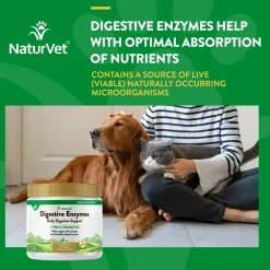 NaturVet Digestive Enzymes Plus Pre and Probiotic Powder for Dogs & Cats 8-oz