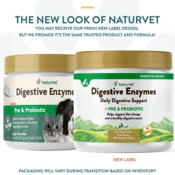 NaturVet Digestive Enzymes Plus Pre and Probiotic Powder for Dogs & Cats 8-oz