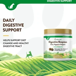 NaturVet Digestive Enzymes Plus Pre and Probiotic Soft Chews for Dogs 120 Count 10-oz